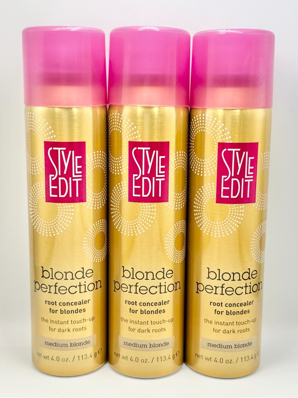 Style Edit Blonde Perfection Root Concealer For Blondes MEDIUM BLONDE 4OZ 3 PACK